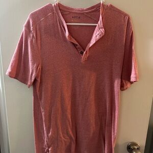 Men’s pink shirt 3 button Henley